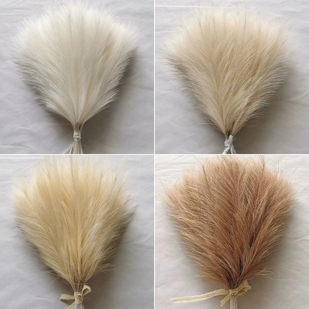 10pcs Artificial Pampas Grass Fluffy Reed Fake Plant for Birthday Wedding Home Party Vase Decoration Flower Bouquets DIY Crafts