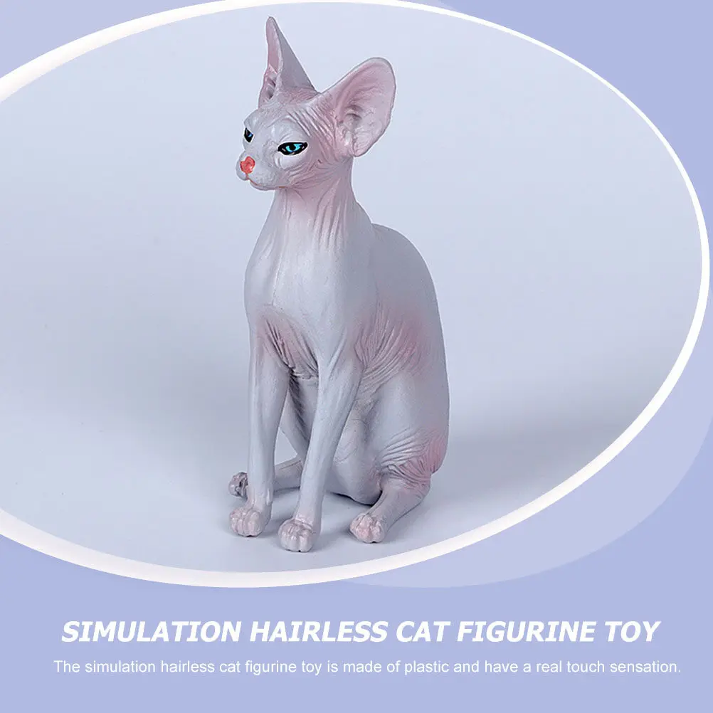 

Realistic Hairless Cat Plastic Decorative Animal Desktop Ornament Kids Photo Prop Lifelike Simulation Cat Decor