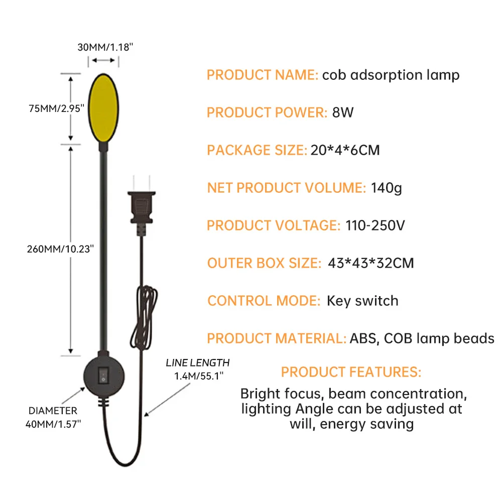 Industrial LED iluminação lâmpada para máquina de costura, Magnetic trabalho luz, torno broca, prensas, bancadas, UE, EUA Plug