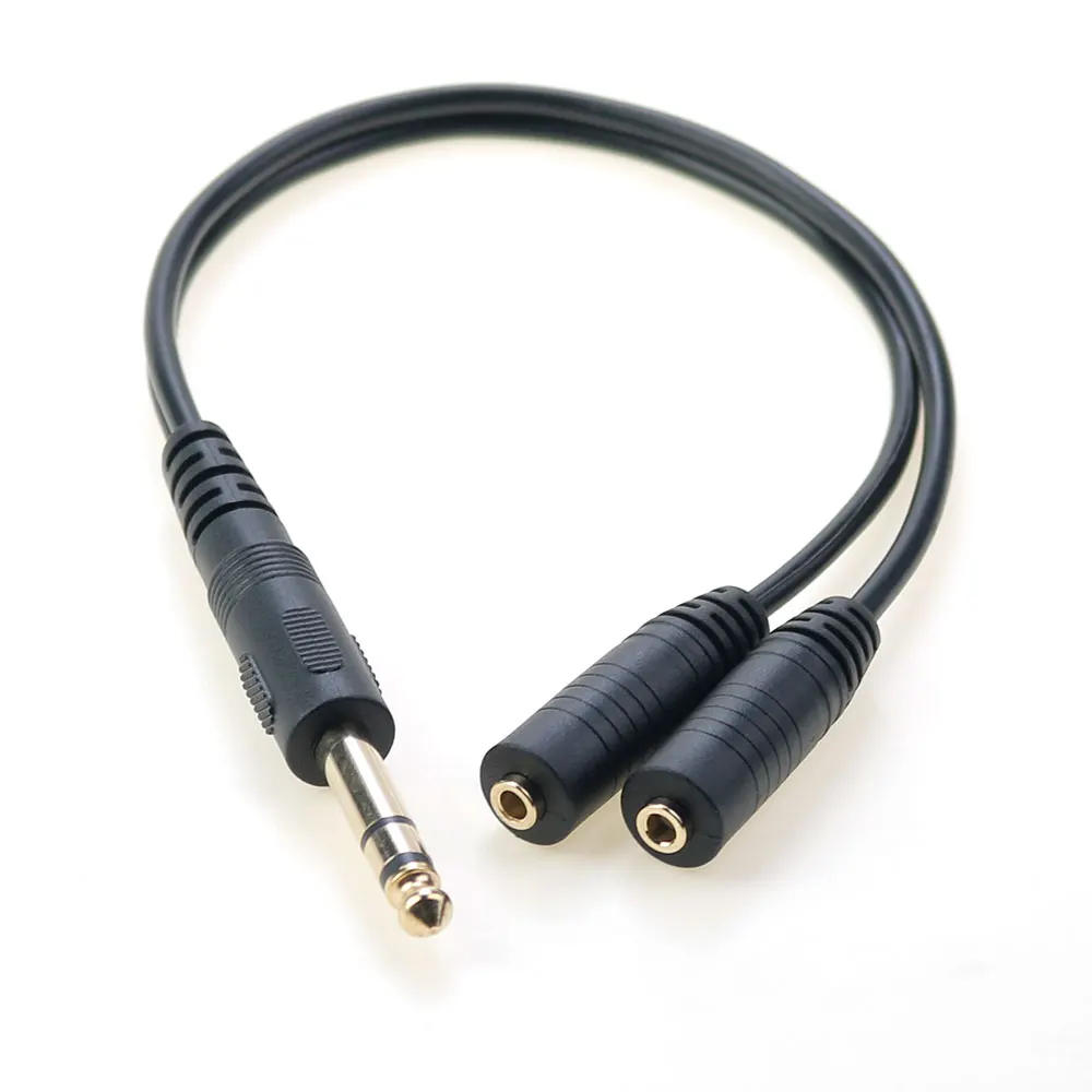 6.35 Male to 2 3.5 Female Adapter Cable 6.35mm Plug to Dual 3.5mm Jack Y Splitter Stereo Audio Cord Audio Splitter