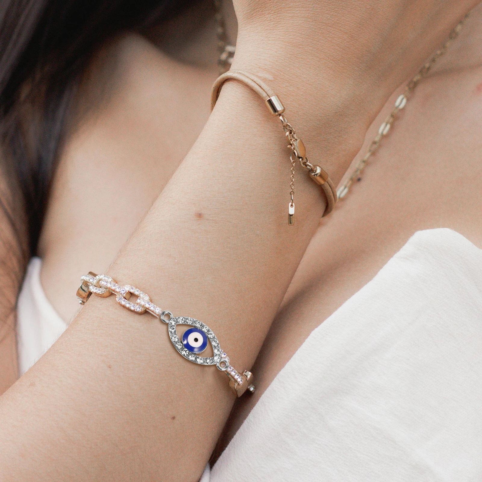 

's Eye Pendant Alloy Charms Eyes Connector Diy Making Accessory Connectors Necklace Key Bracelet Pendants