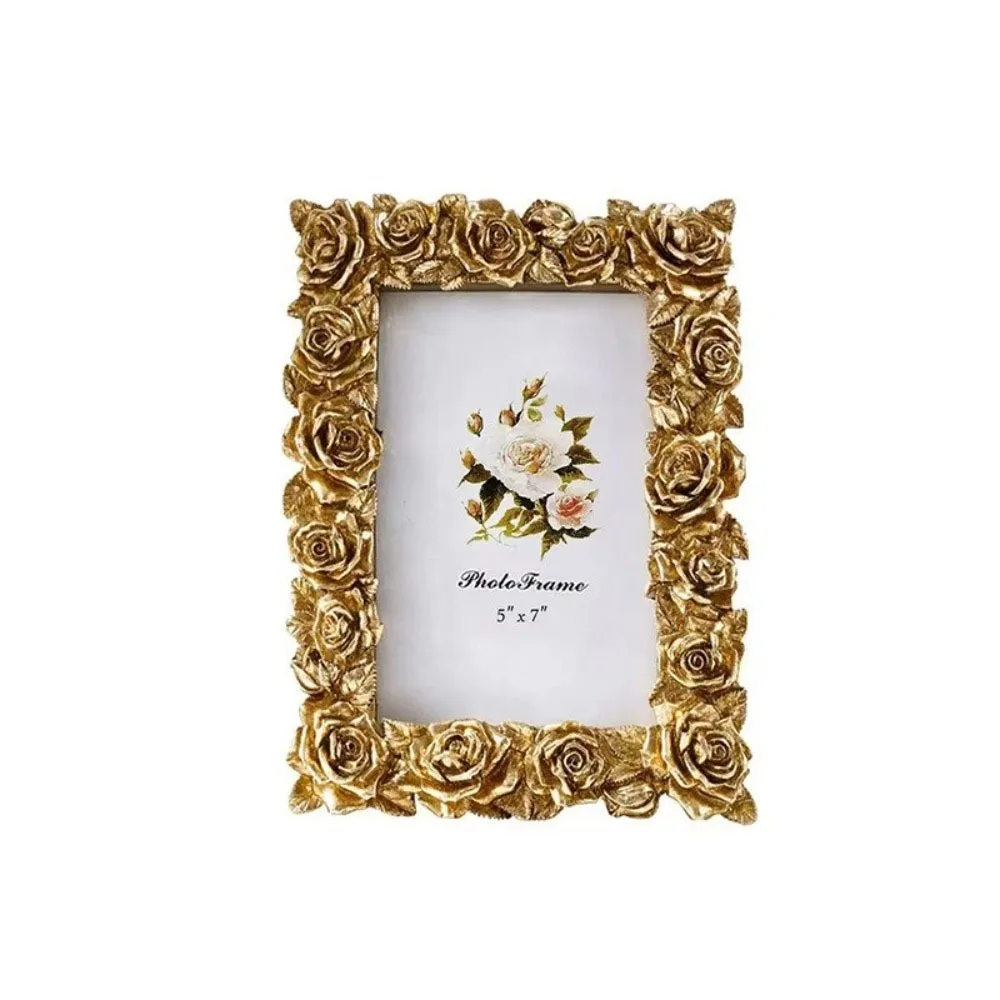 

European Style Rose Edged Picture Frame Retro 5/6/7 Inch Photo Frame Home Decoration Romantic Gift Photo Props Frame Ornaments