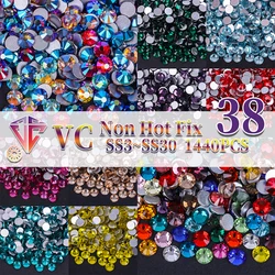VC Super Glitter Brilliant Colors Non HotFix Rhinestones Crystal Glass Strass Flatback Glue On Nail Art Rhinestone