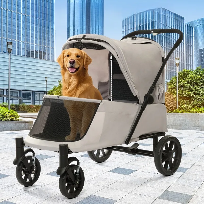 With Climbing Frame Pet Stroller Foldable Portable Pets Strollers Multifunctional Wear Resistant Detachable Dogs Strollers