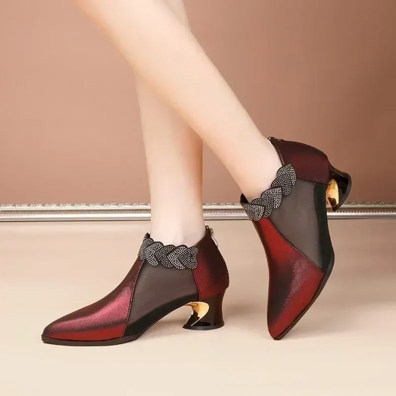 Women Fashion Sweet Light Weight Comfort Square High Heel Boots Lady Casual Spring Autumn Boots