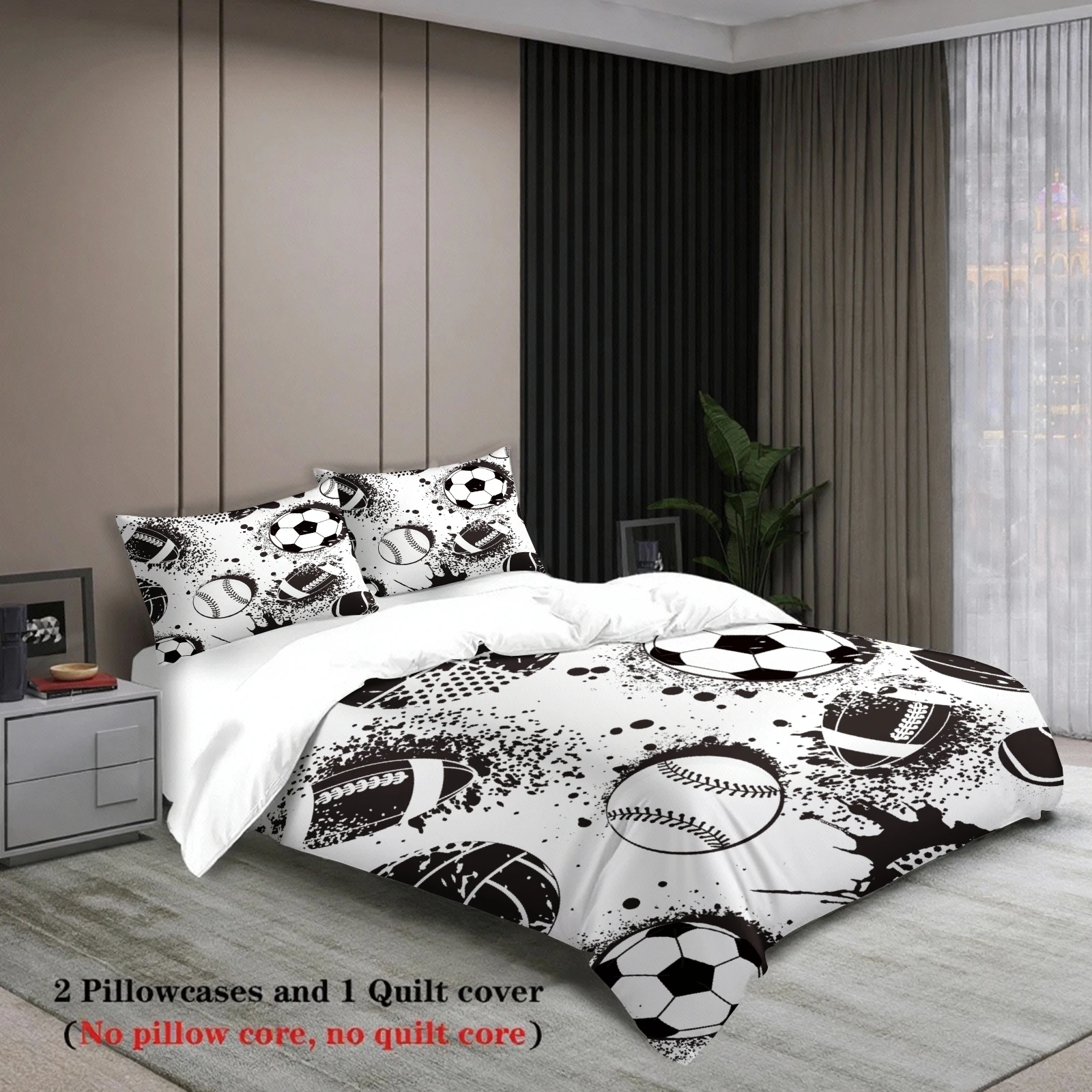 

Комплект постельного белья из 3 предметов с рисунком футбола, 3D печатный матовый удобный пододеяльник King Queen Twin, один размер, подарок на день рождения, декор комнаты