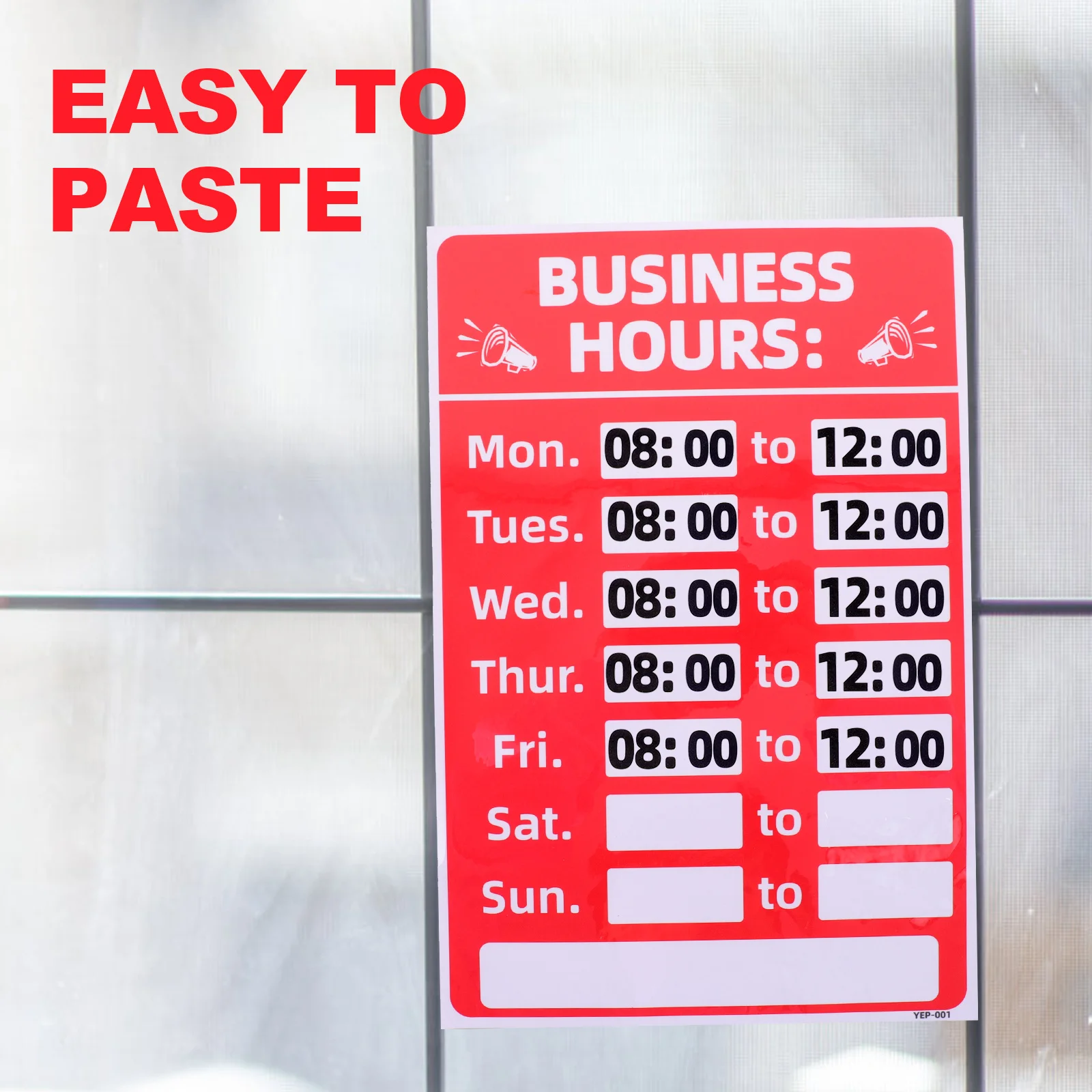 

2pcs Business Hours Sticker Durable Waterproof Adhesive Opening Signs For Store Restaurant Cafe Writable Hour Signs