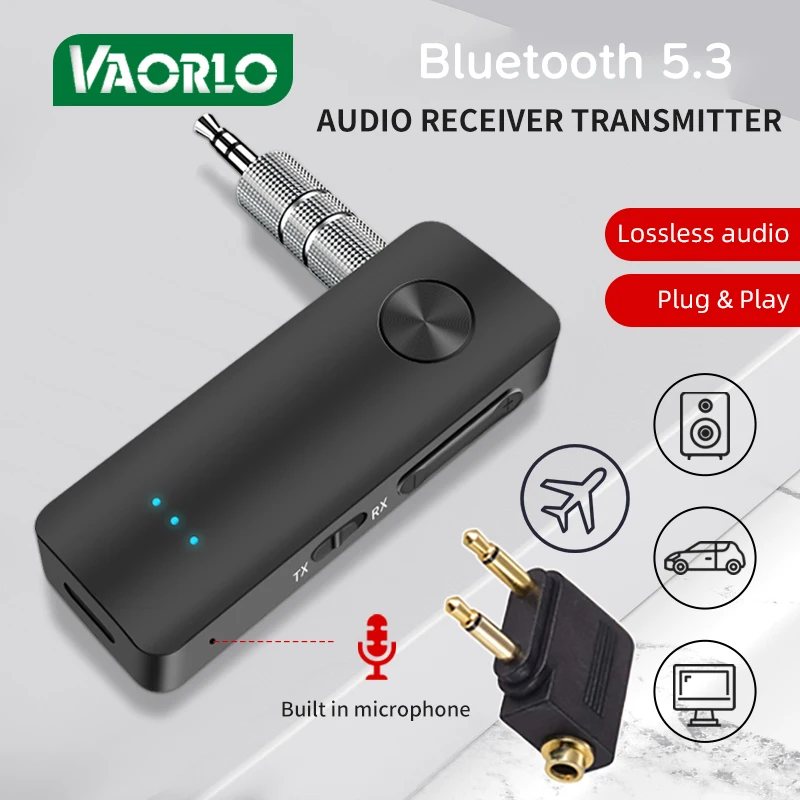 Original 2 In 1 Bluetooth 5.3 Audio Adapter HIFI Stereo Wireless Receiver Transmitter Built-in Mic For PC TV Car Wired Speaker