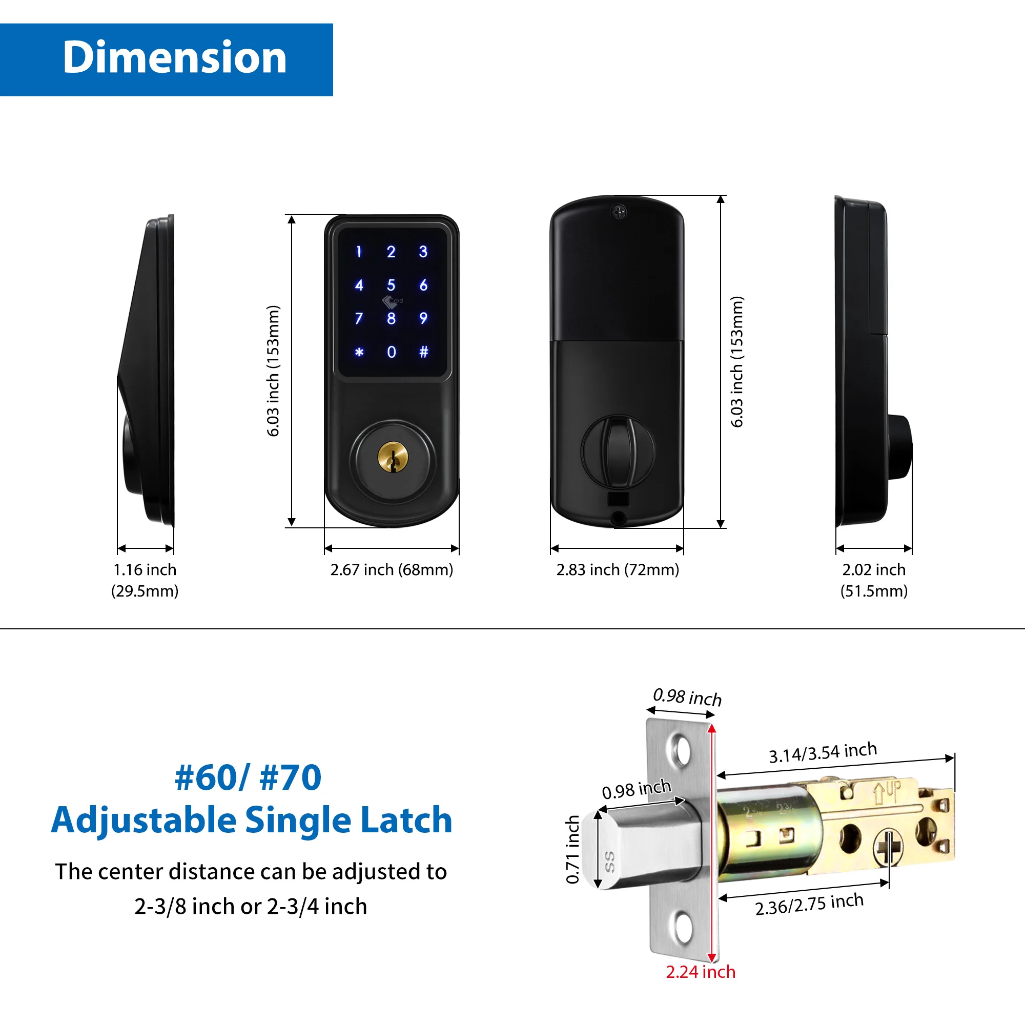 Tuya WiFi Smart Deadbolt Lock Fingerprint Digital Keypad Entry Door Electronic Lock Ttlock App Control For Home Apartment Airbnb