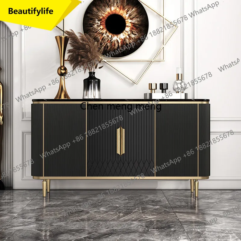 02M American light luxury door cabinet, living room solid wood storage cabinet, shell decorative dining side cabinet