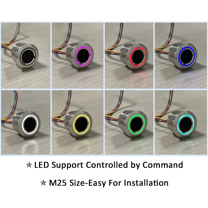 R503Pro 1500 Capacity UART/USB RGB LED Control Round Fingerprint Module Sensor For Access Control Arduino Android Free SDK