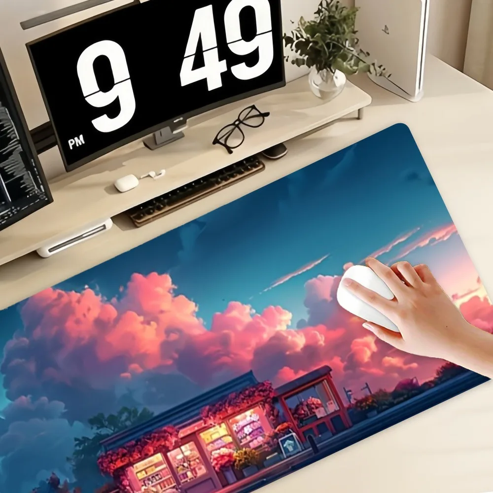 Large-sized anime convenience store mouse pad - suitable for computer games, laptops and keyboard accessorie sdesk accessories