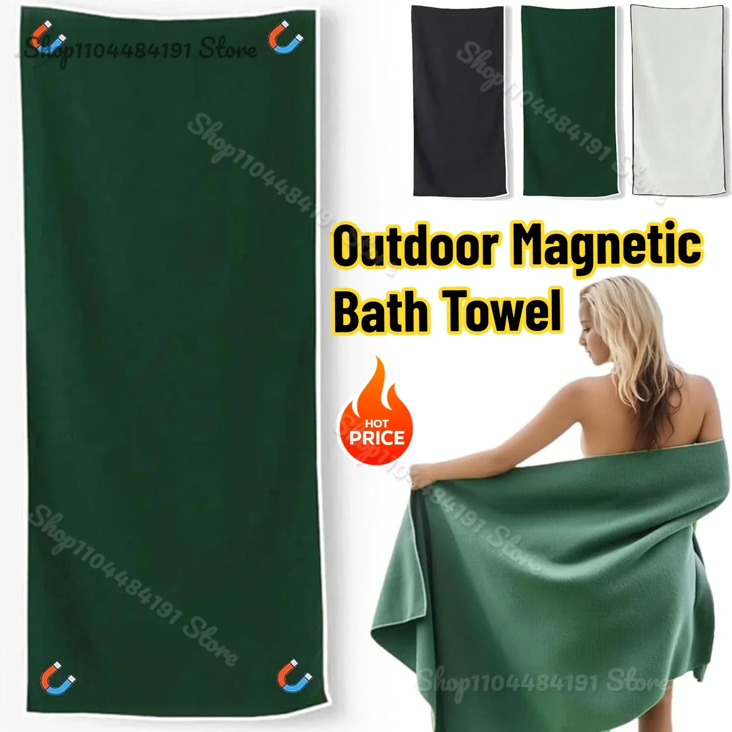 

Multifunctional Outdoor Magnetic Bath Towel Coral Fleece Portable Magnet Towels Quick-drying Beach Towel Bathroom Accessories
