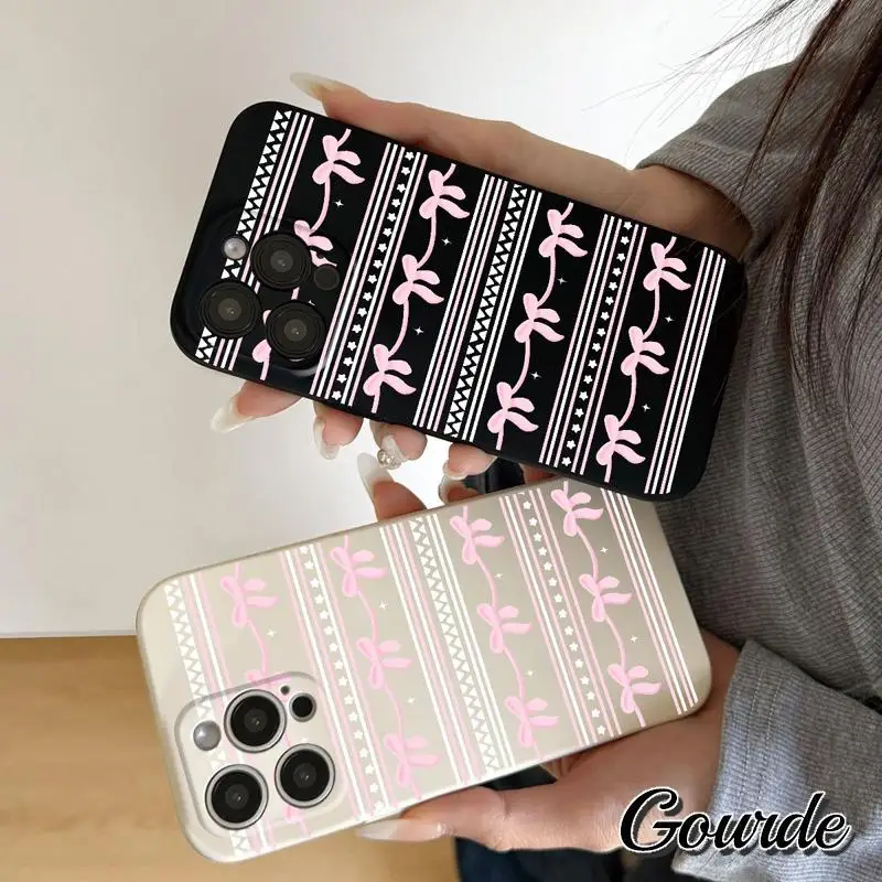 

Gourde Simple Bowknot Patterns Phone Case for iPhone 16 15 14 12 13 11 Pro Max IP 7 8 Plus Iphon X XS XR Xs Max