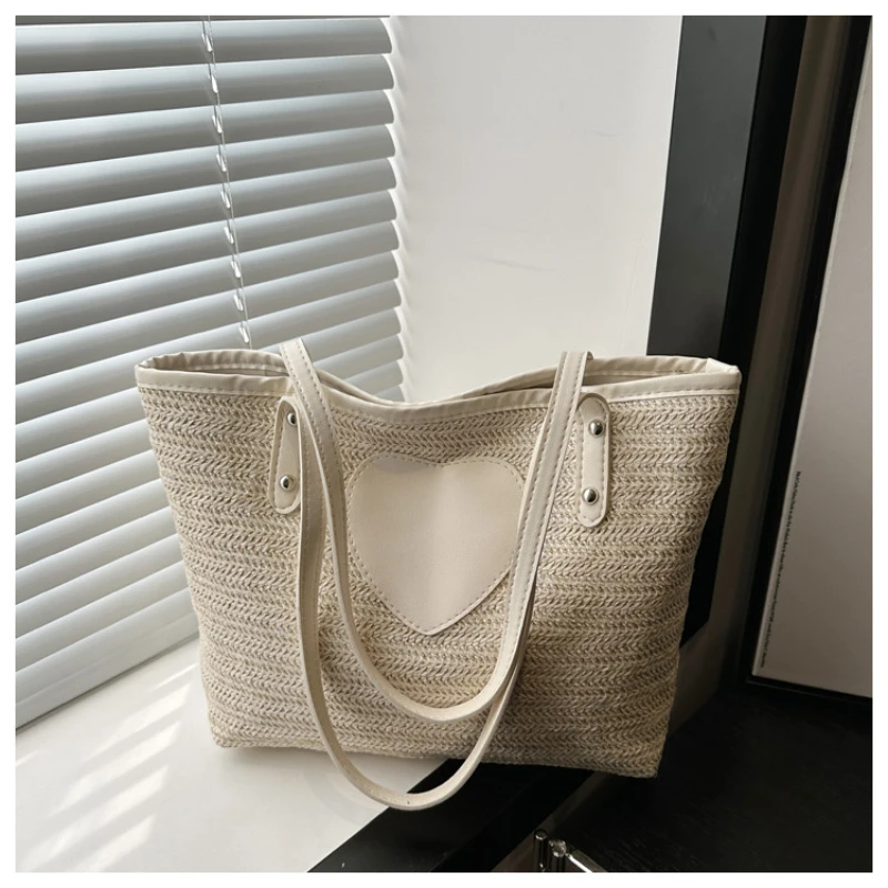 

Korean Canvas Woven Tote Bag for Women 2025 Fashion Simple Designer Female Shoulder Underarm Bag Large Capacity Ladies Handbag