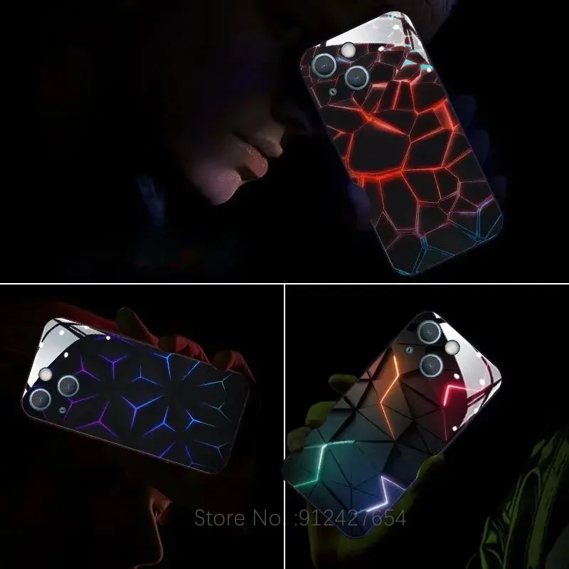 Machine PCBA Design LED Light Phone Case For Xiaomi Redmi Note 8 9 10 10s 11 12 Mi 11T POCO X3 NFC X5 Pro F4 Flash Glass Cover