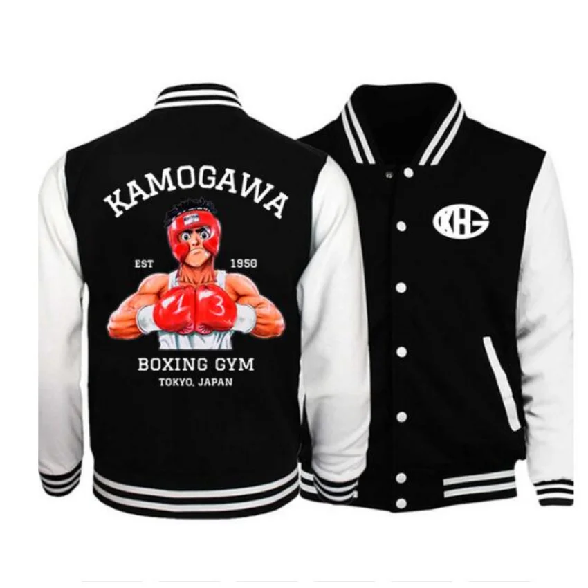 

Anime Hajime No Ippo Kamogawa Boxing Gym Baseball Jacket Men Bomber Jacket Outerwear Makunouchi Takamura Casual Baseball Uniform