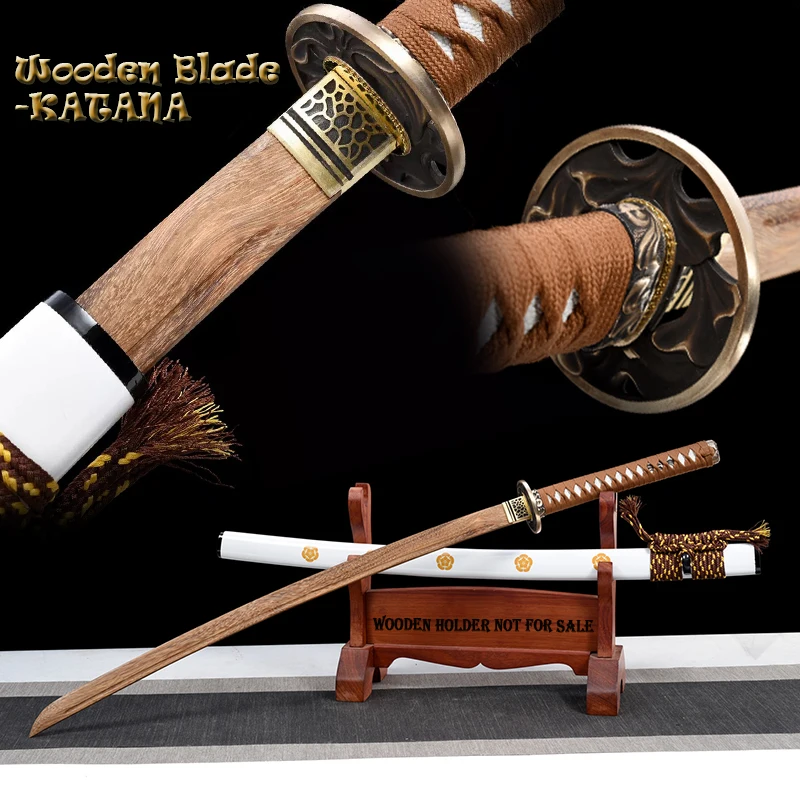 Japanese Training Sword, Iaido Katana Sword, Home Decor, White Scabbard, Type F, Tsuba Metal,Handed Wooden Sword,Can Custom