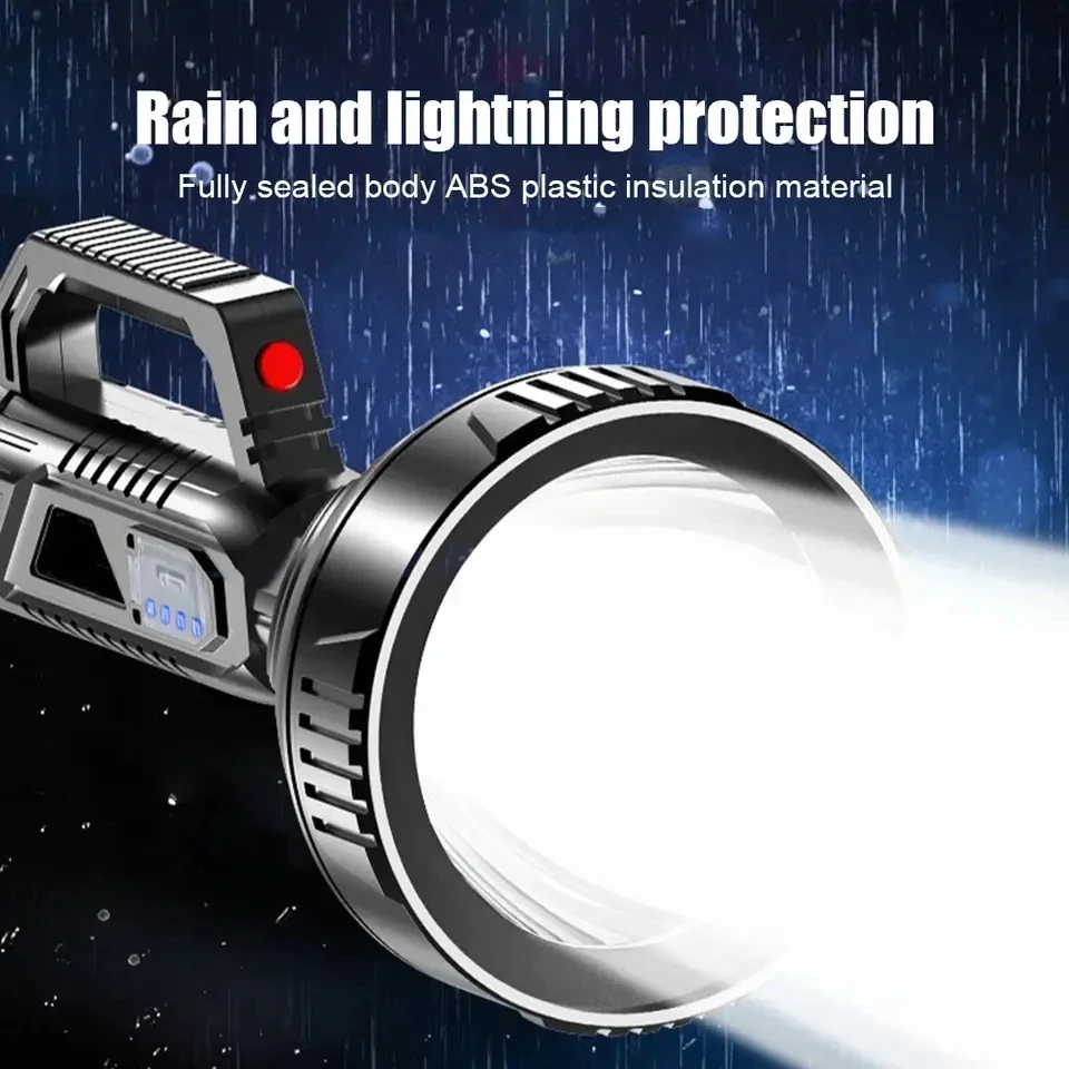 New High Power LED Flashlight Waterproof Fishing Lantern Torch USB Rechargeable Powerful Spotlight Searchlight Camping Lamp a