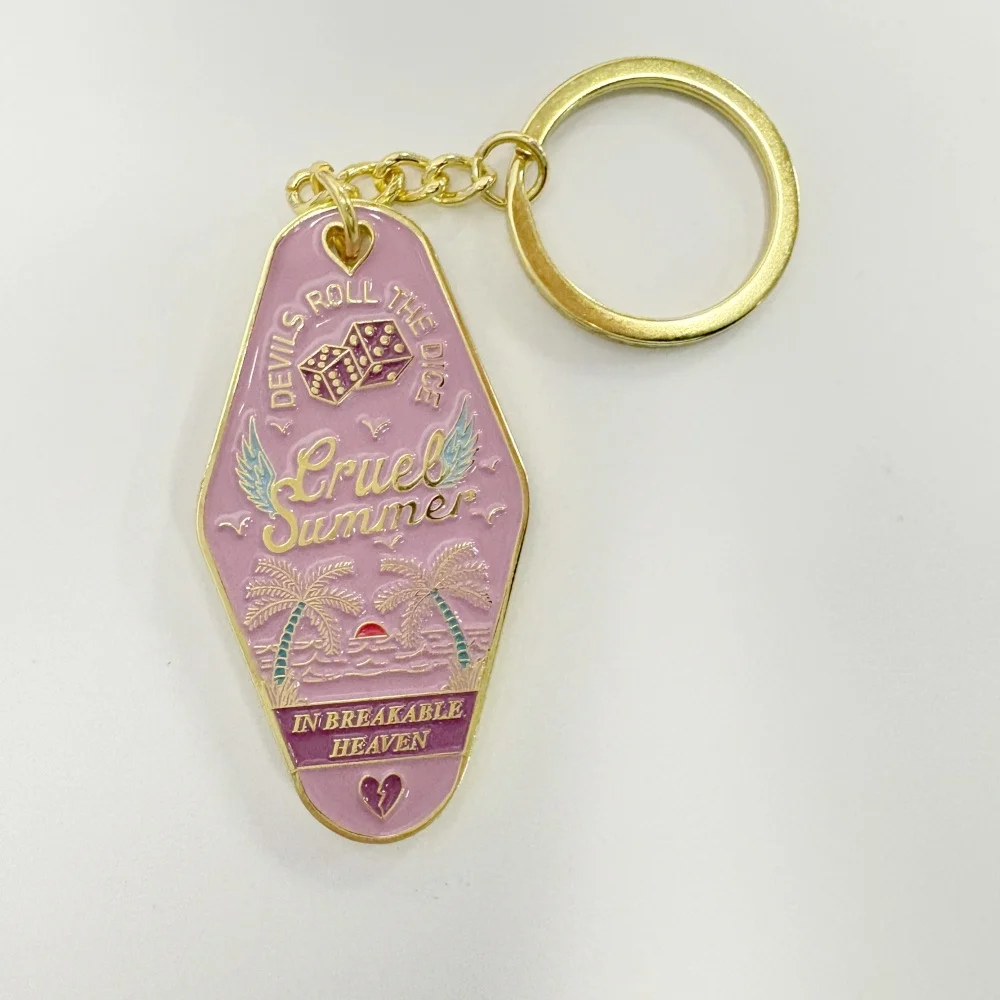 Sunglasses Cruel Summer song lyrics Pink keychain IN BREAKABLE HEAVEN devils roll the dice Music fan gift Pendant Key ring