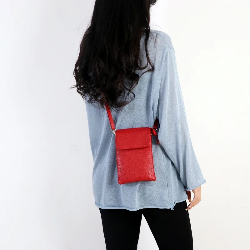 Women Leather Crossbody Phone Bag Small Shoulder Bag Double Zipper Wallet Multi Pocket Card Holder Mini Messenger Bag image 5