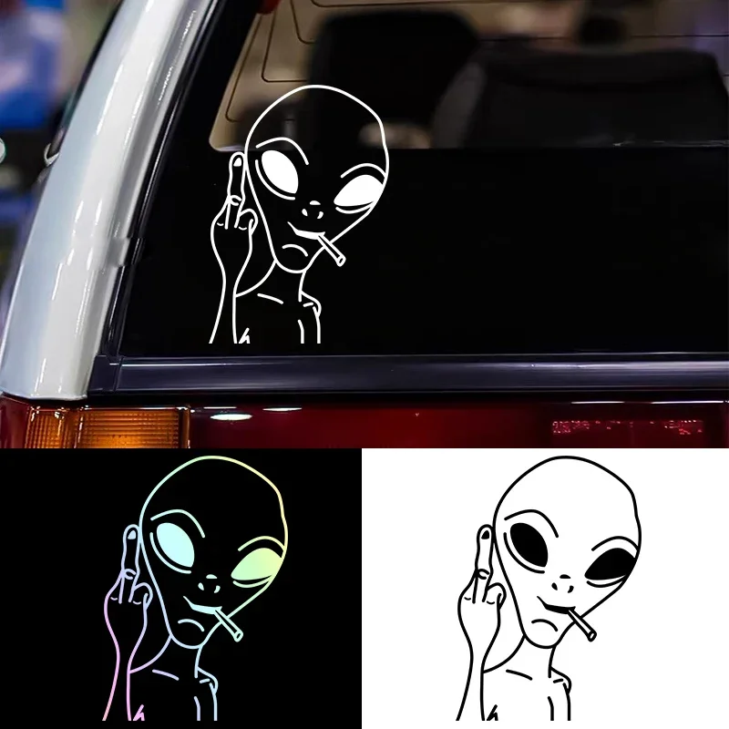 1pc Funny Alien Personality Ufo Car Stickers Vinyl Decals for Auto Window Trunk Rear Windshield Body Styling Exterior Decors