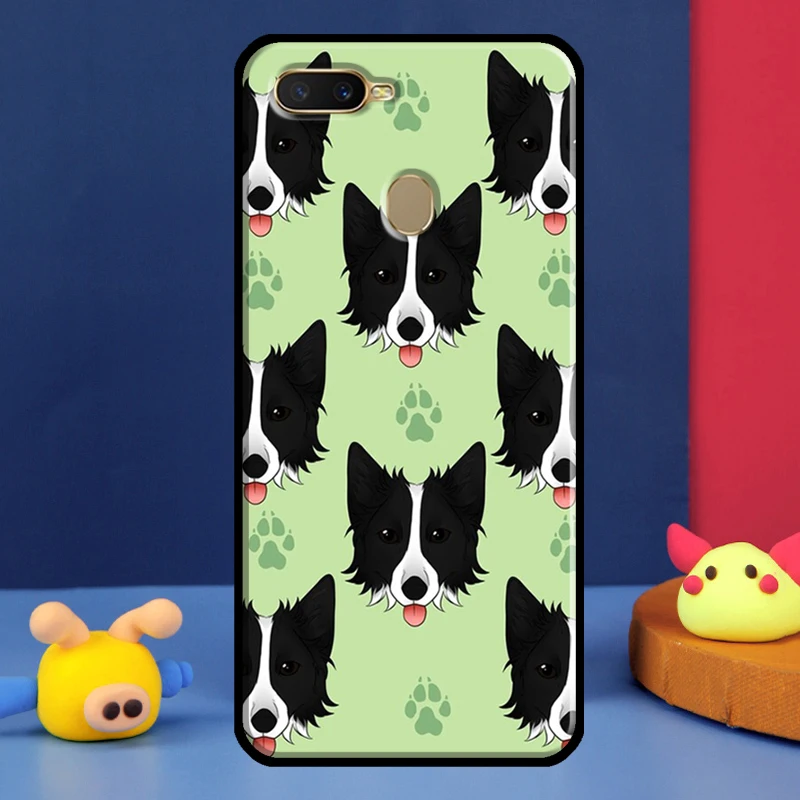 Cartoon Border Collie Case For Oppo A96 A76 A16 A74 A94 A54 S A57 A77 A58 A78 A98 A5 A9 A91 A15 A17 A52 A72 Cover