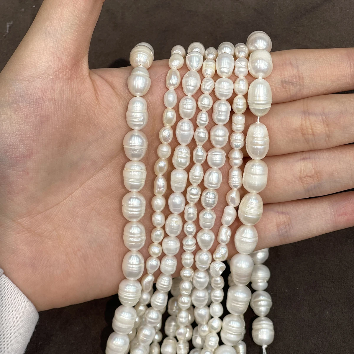 Natural Freshwater Pearl Rice String Necklace 2/3/4/5/6/7/8/9/10mm Semi-Finished Materials DIY Jewelry Accessories Gift Women