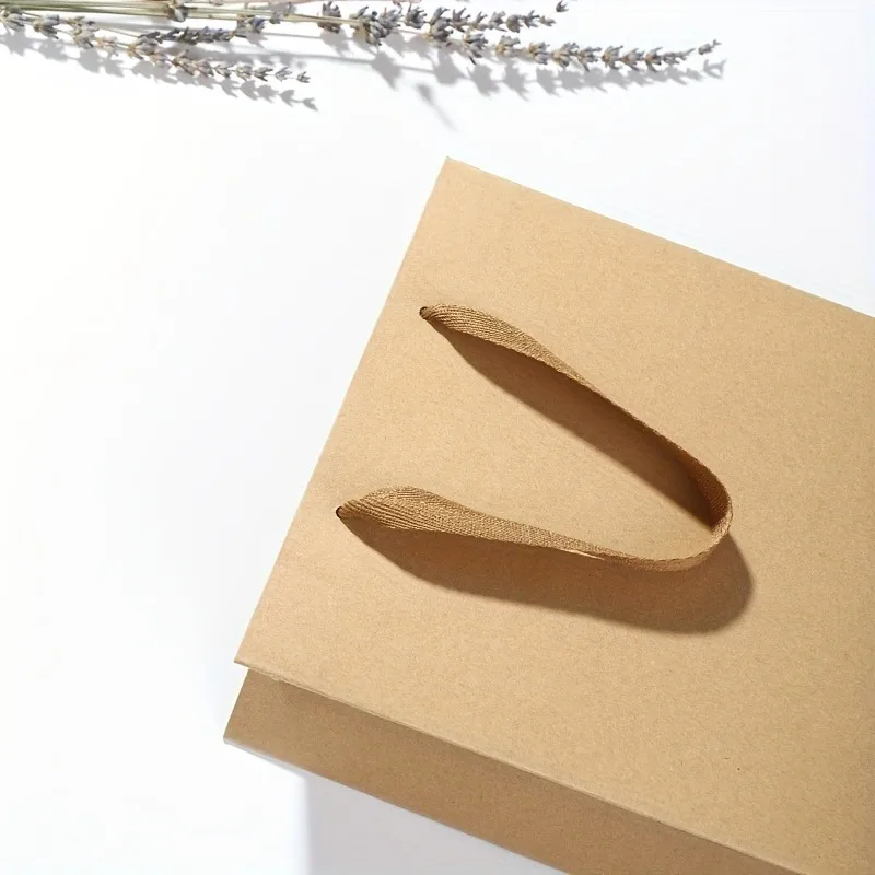 5 peças (marrom/branco/preto) sacos de presente de papel kraft com alças, sacos de transporte de compras duráveis para festa de casamento embalagem de presente de varejo