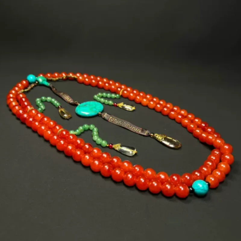 Vintage Agate 108 Round Beads - Traditional Tibetan Buddhist Prayer Buddhist Beads, Antique Hanging Ornament & Zen Home Decor