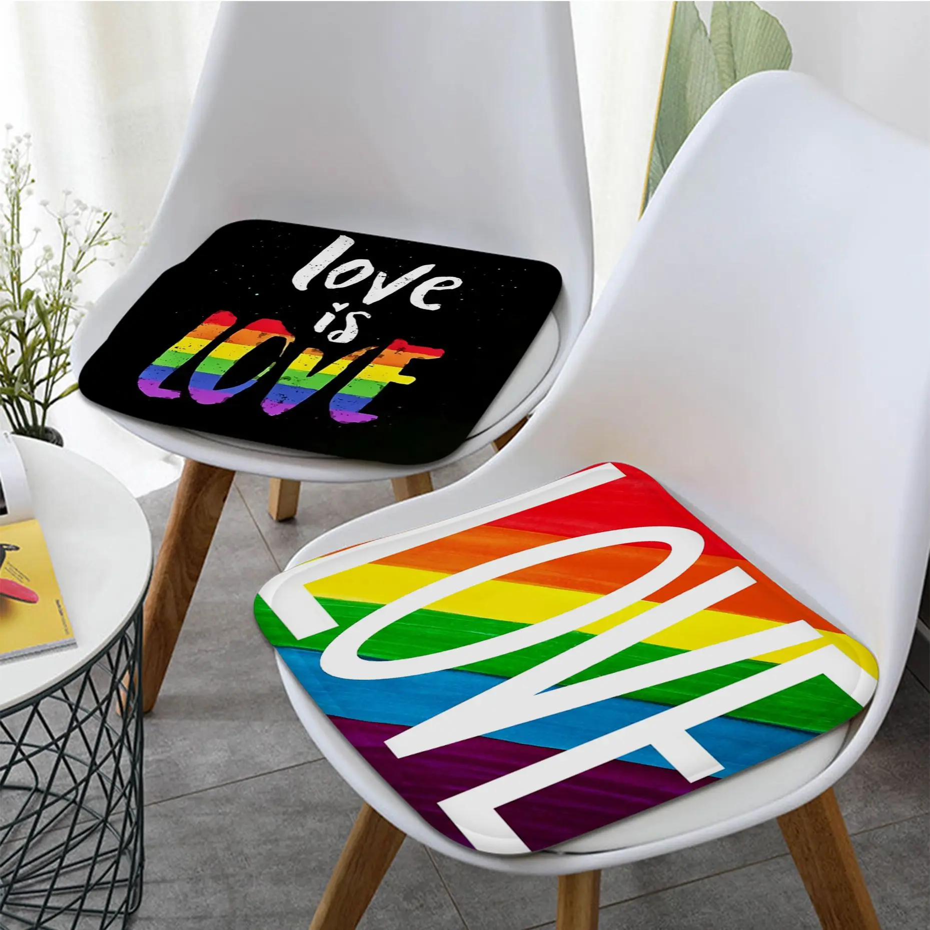 

Gay Lesbian LGBT Rainbow Love Square Chair Cushion Soft Office Car Seat Comfort Breathable 45x45cm Chair Mat Pad