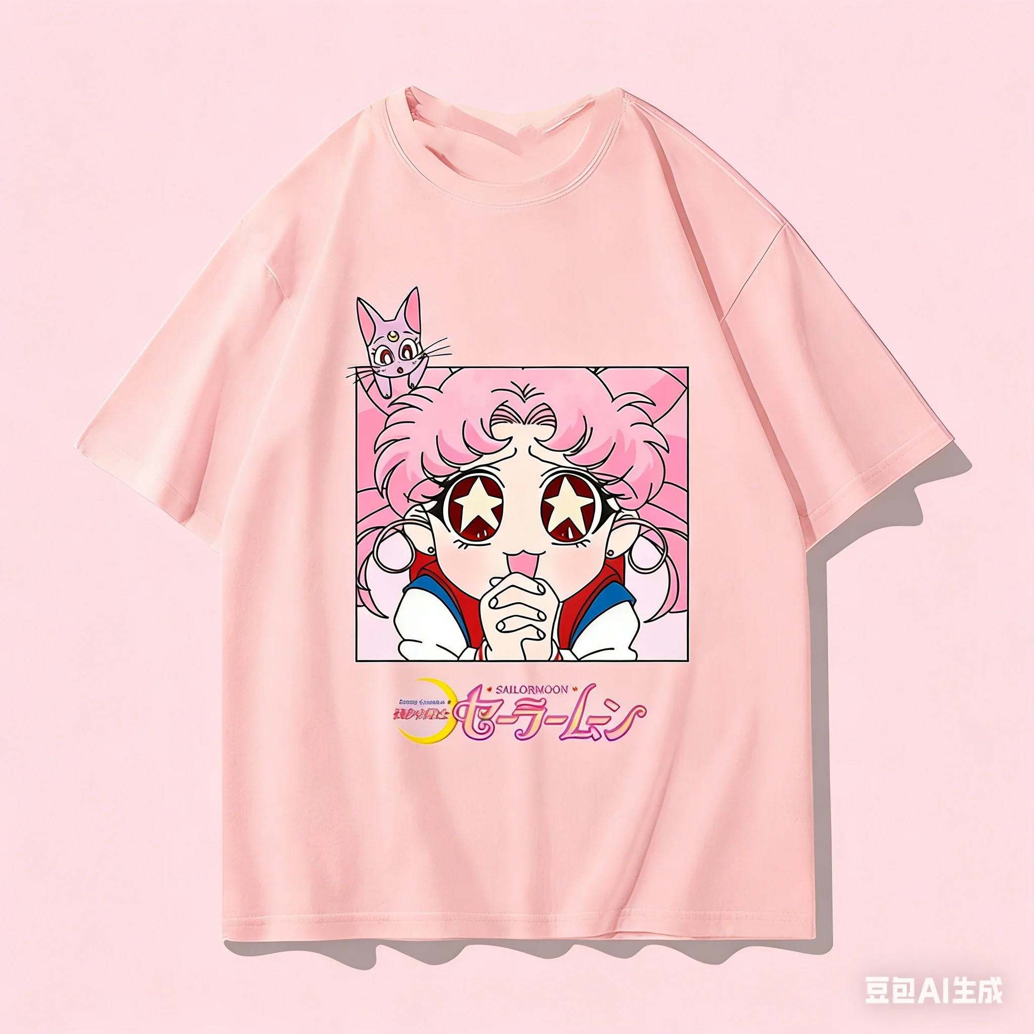 

Хлопковая футболка с маленьким зайчиком и звездными глазками для взрослых и детей! Милый принт с изображением Сейлор Мун в стиле Y2K, короткие рукава в стиле Харадзюку