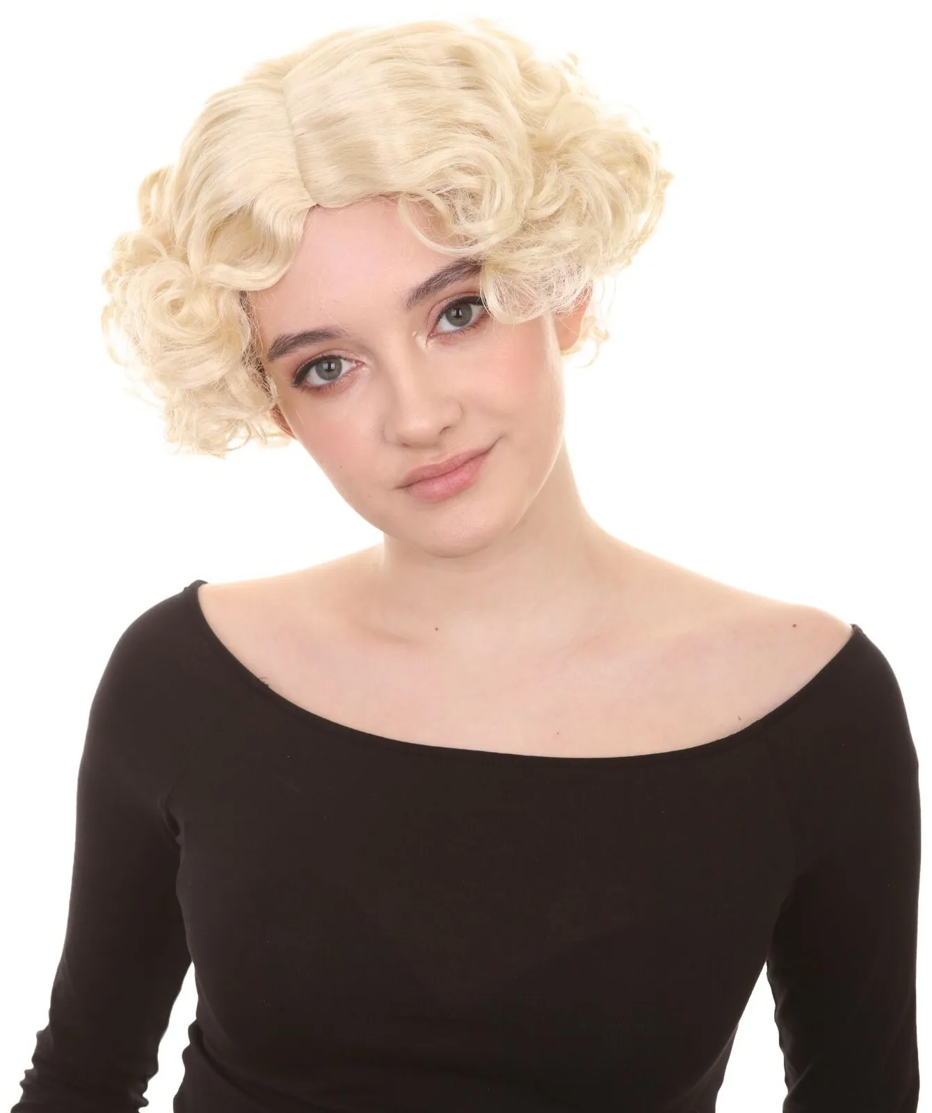 

Women's Short Golden Blonde Wavy Curly Party Hair HW-188
