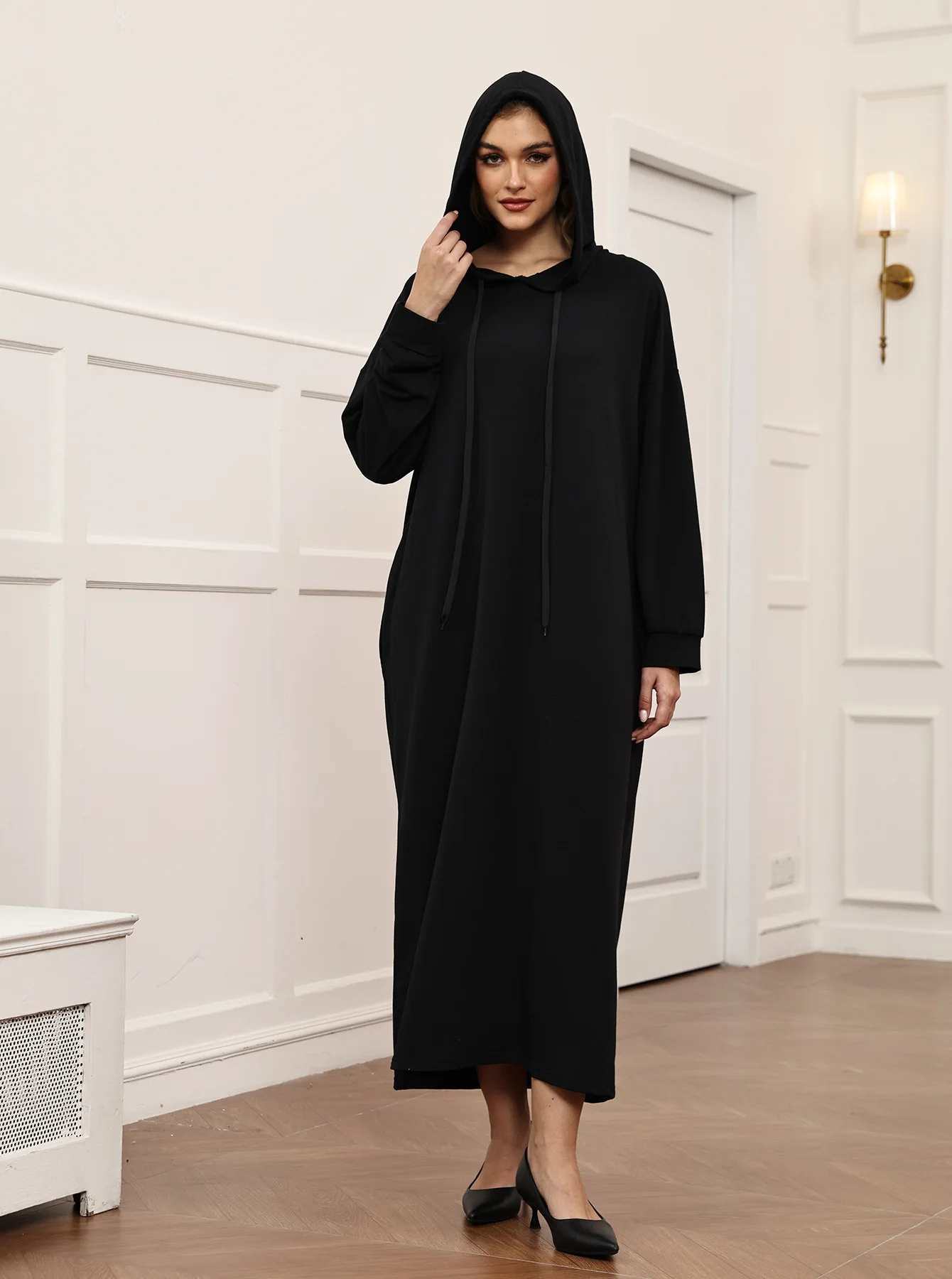 

2026 Eid Djellaba Black Hooded Abaya Women Muslim Prayer Dress Ramadan Arabic Kaftan Caftan Marocain Femme Robes Islam Jalabiya