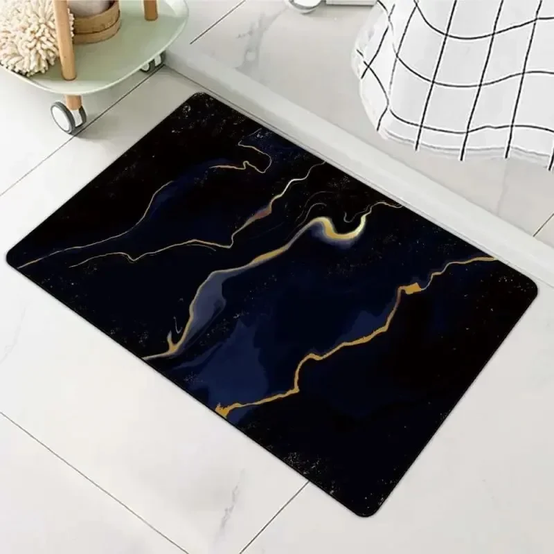 Watercolor Marble Print Art Design Bathroom Door Mats Warm Cure Home Decoration Suitable for Living Room Entrance Bedroom Carpet