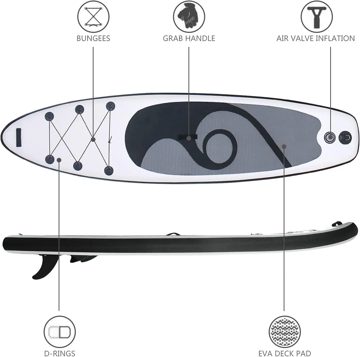 Opblaasbaar Stand-up Paddleboard voor 2 volwassenen, heren, dames, kinderen, 10,5 ft opblaasbare SUP Board-set voor strand,