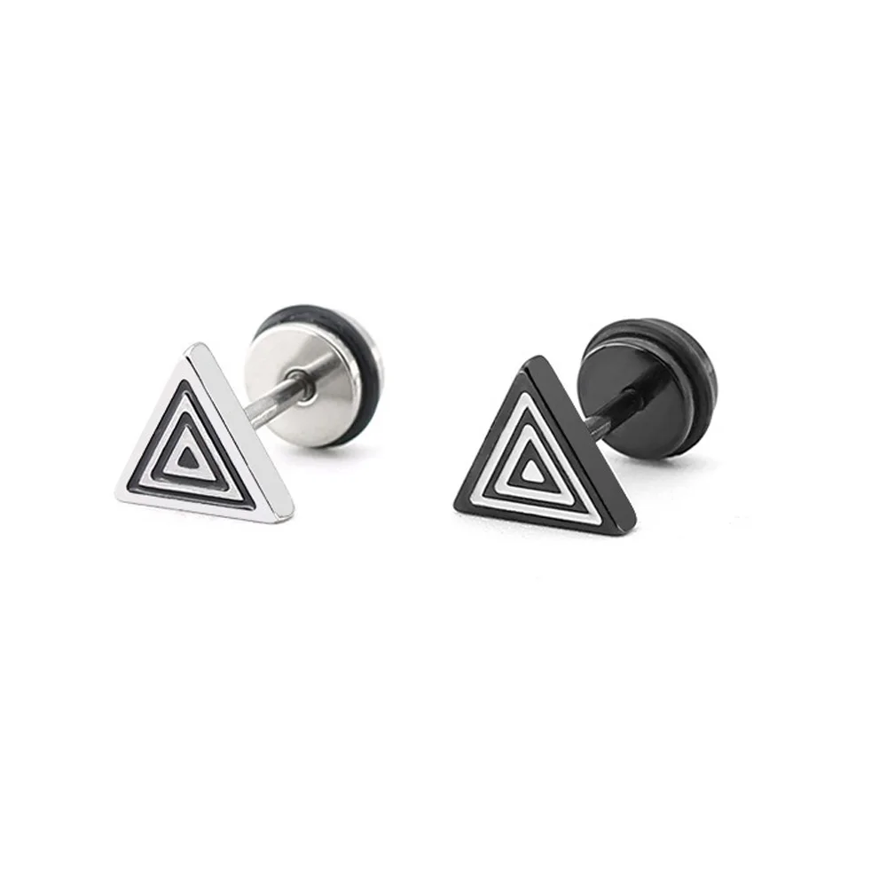 Triangular Mini Earrings Men Women Girls Stainless Steel Silver Color Helix Piercing Daith Screw Ear Stud Y2k Jewelry Gifts - Image 4