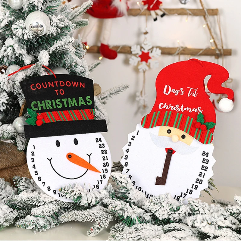 

1pc Christmas Felt Calendar Santa Claus Snowman Xmas Ornaments Merry Christmas Celebration Decoration Time Decorative Elements