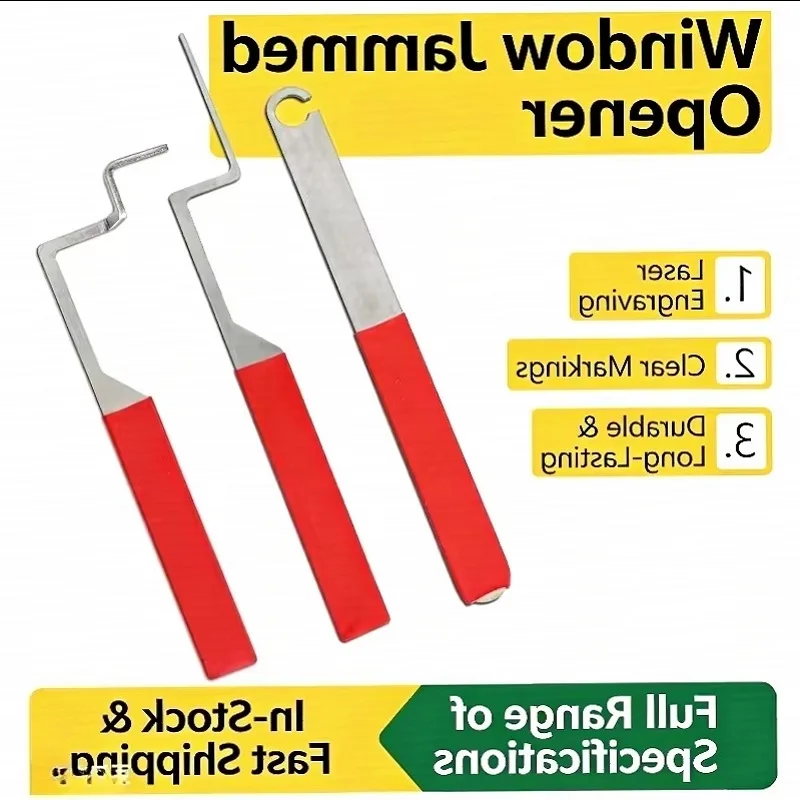 3Pcs 1 Set Stainless Steel Window Unlock Tools Non-slip Grip, Sturdy Metal Casement Opener Portable Practical Professional Locks