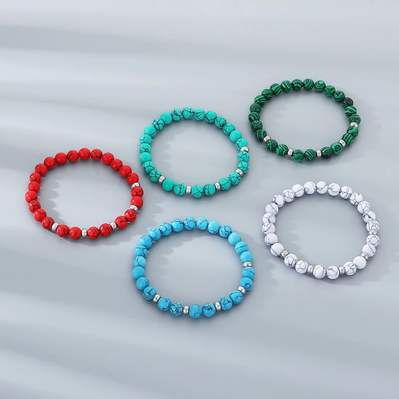 Kalen Natural Tiger Eye Stone Bracelet for Men Personalized Stainless Steel Beads Volcanic Stone Strings Jewelry Chunky Gift