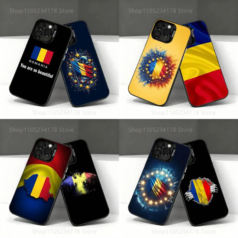 

Flag of Romania Phone Case For iPhone 17,16,15,14,13,12,11,Pro,XS,Max,Plus,Mini,SE4,E Black Matte Shockproof Cover
