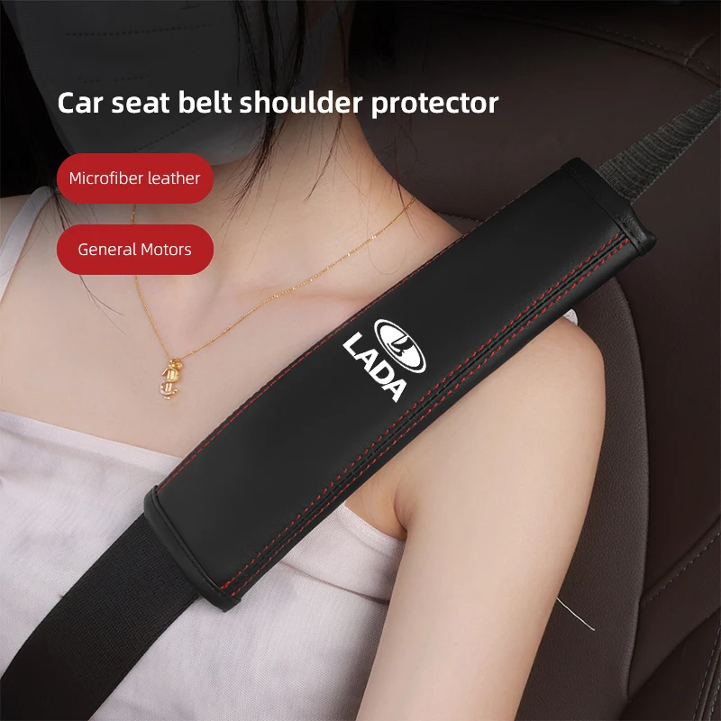 

Leather Car Seat Belt Cushion Safety Belt Shoulder Pad Accessories For Lada Niva 2107 Priora Largus 2106 Granta Kalina Samara