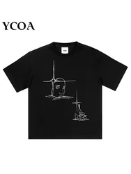 Men T-Shirt lyrical Cotton Oversized Graphic Korean Fashion Gothic Short Sleeve Y2k Streetwear Harajuku Tops Tees Unisex Clothes