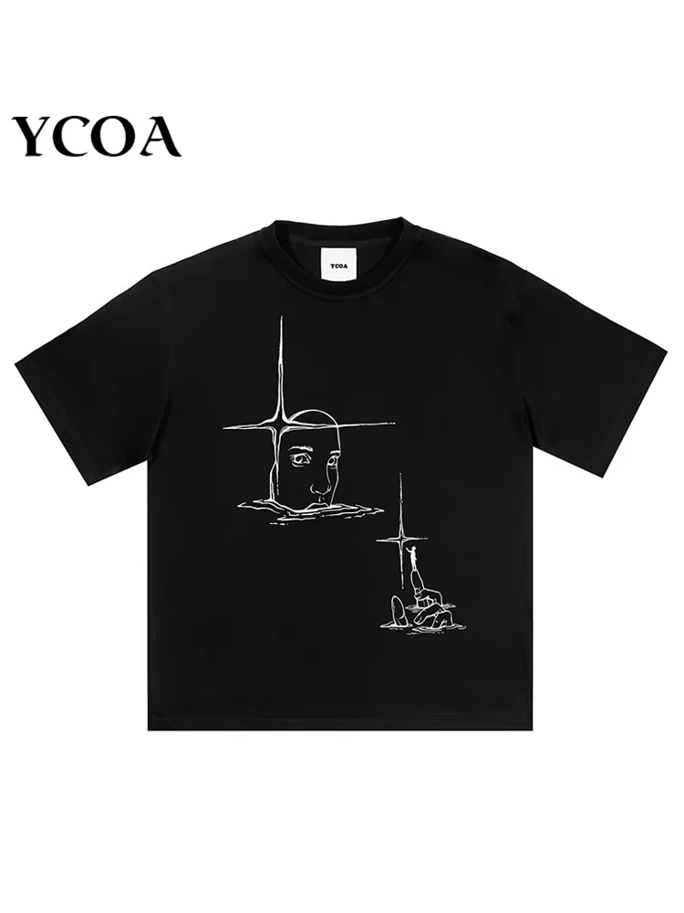 Men T-Shirt lyrical Cotton Oversized Graphic Korean Fashion Gothic Short Sleeve Y2k Streetwear Harajuku Tops Tees Unisex Clothes