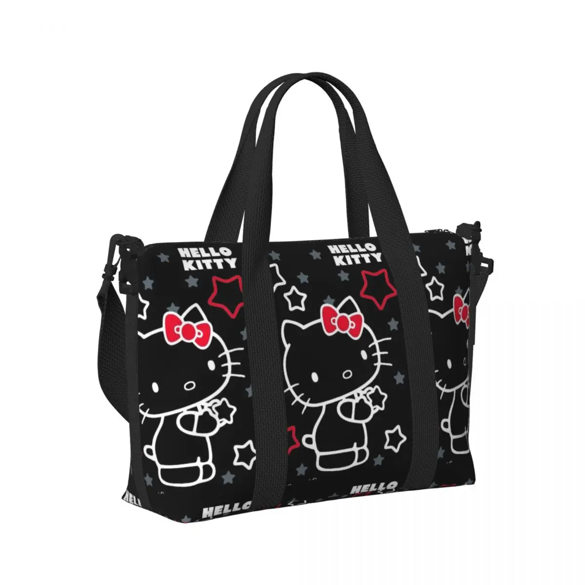 Custom Large Hello Kitty Tote Bag for Women Kitty White Shoulder Shopper Gym Beach Travel Bag