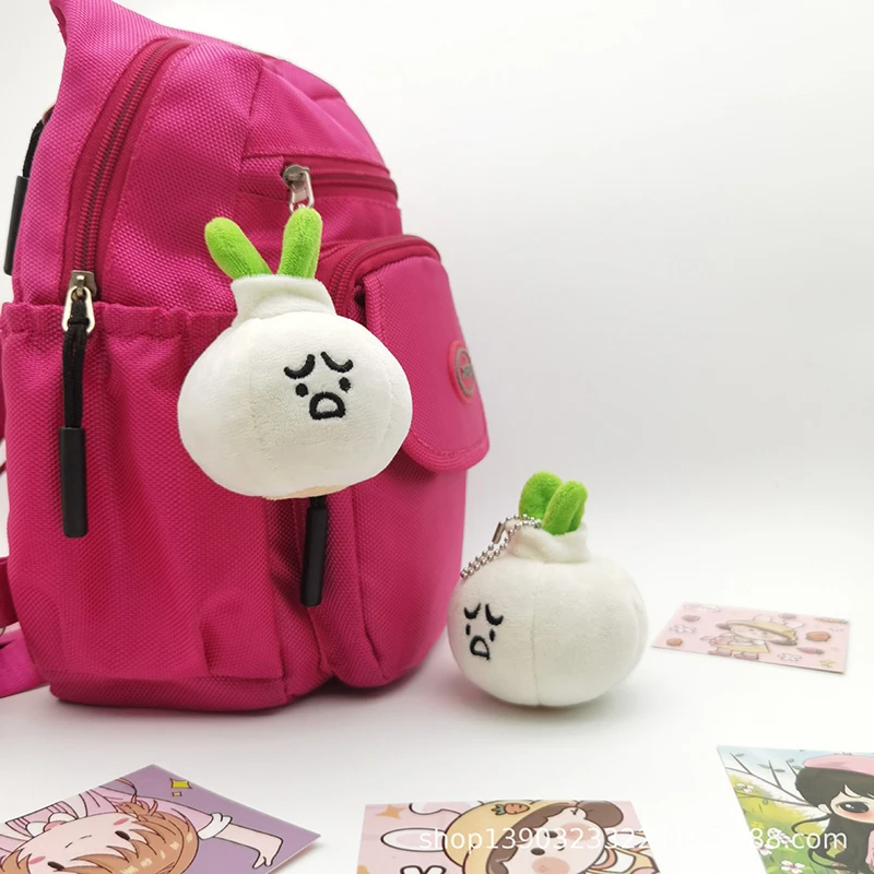 Cute Plush Vegetable Pendant Backpack Decoration Cartoon Design Garlic Green Onion Shape Key Chain Children Toy Gifts