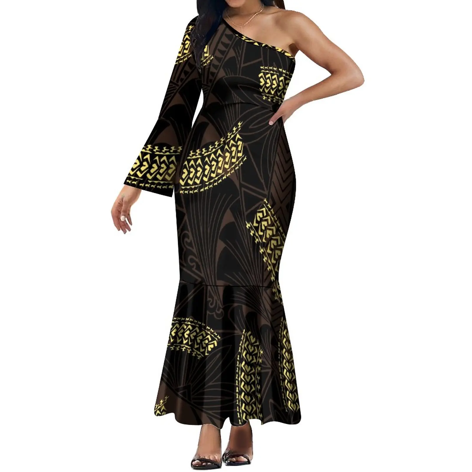 

Polynesian Custom Women's Long Dress Shoulder Dress Summer Quality Fabric Cool Breathable New Dress Custom Pattern