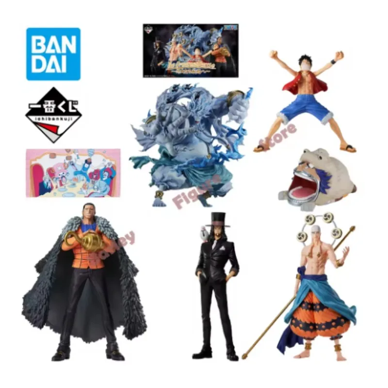 В наличии BANDAI Original ONE PIECE Ichiban KUJI Luffy Enel Rob Lucci Sir Крокодил ПВХ Аниме Фигурки Модель Игрушки Подарки