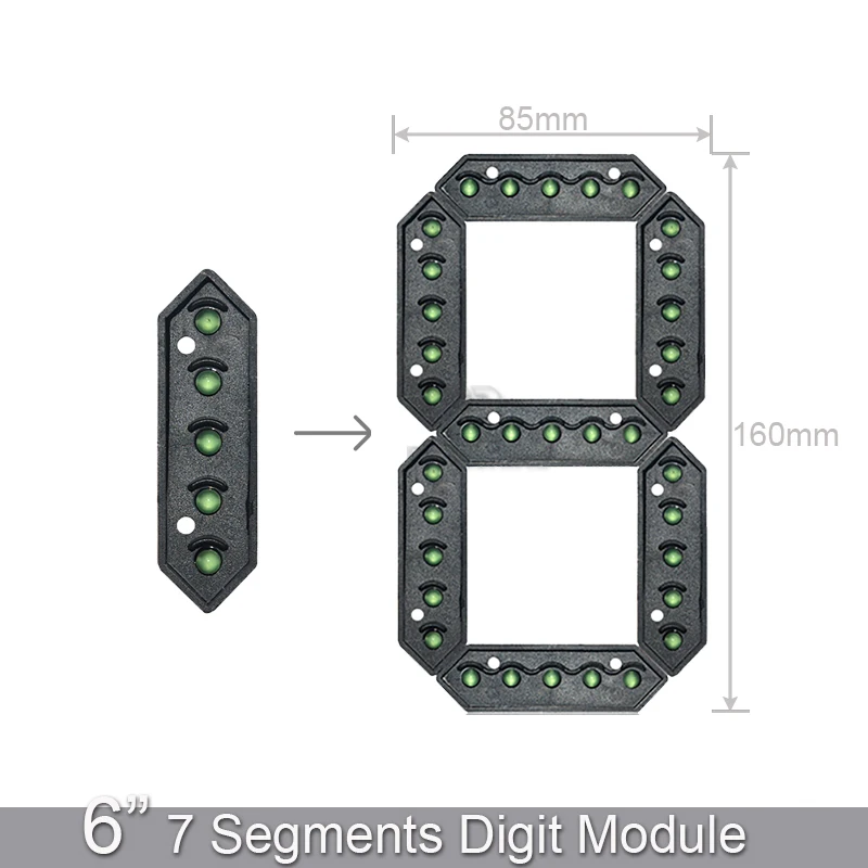 6 Inch LED Module Monochrome Outdoor High Brightness oil Price Digital 7 Segment Display For Gasoline Natural Gas Digital Sign