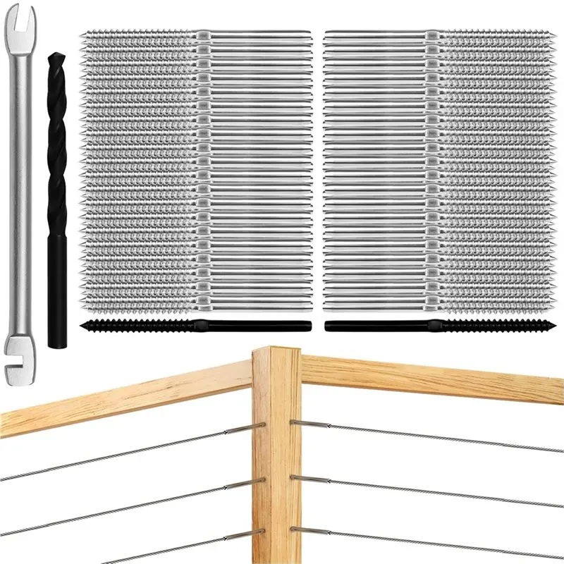 

AWAH Swage Lag Screws For Cable Railing-Hardware Kit 1/8", Left And Right Hand Threads For Post Systems